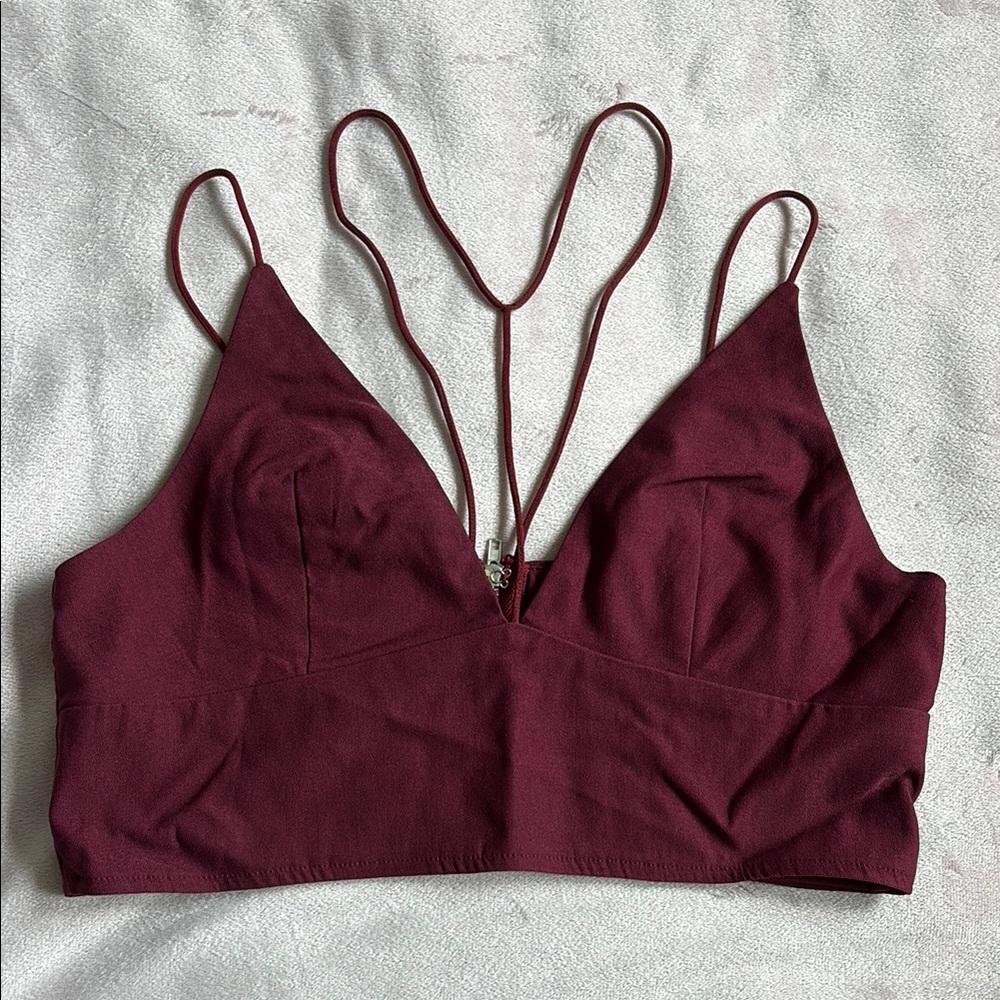 Burgundy Strappy Crop Top